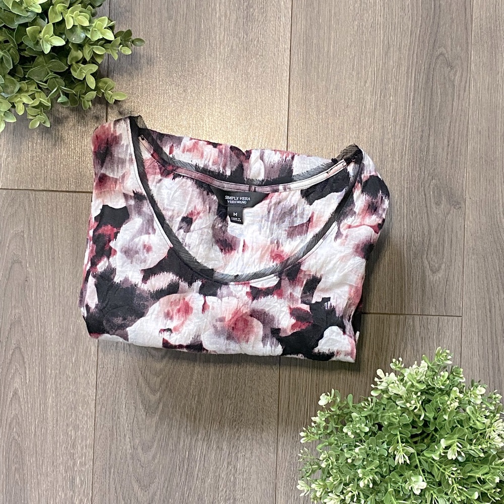 Simply Vera Vera Wang Magenta and Black Blouse, M